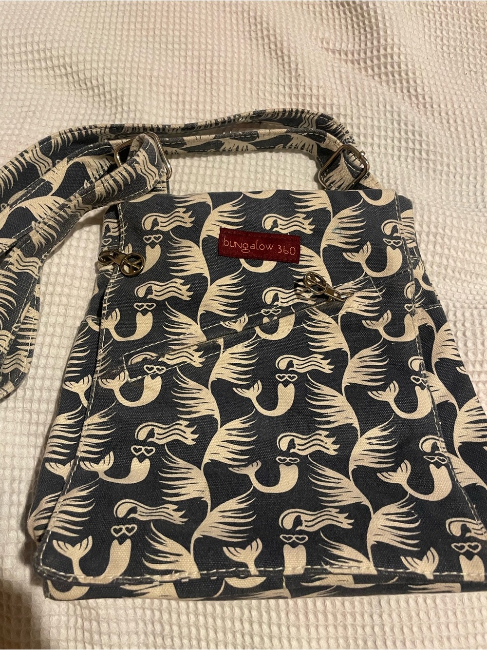 bungalow 360 Navy and Cream Mermaid Print Crossbody